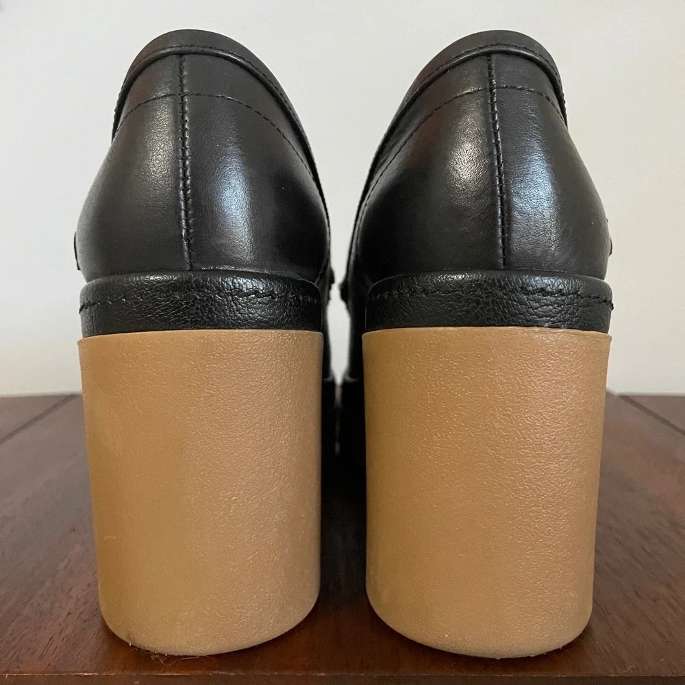 Zodiac Dorit Black Leather Platform‎ Loafer Chunky Slip On Loafer Women's 8